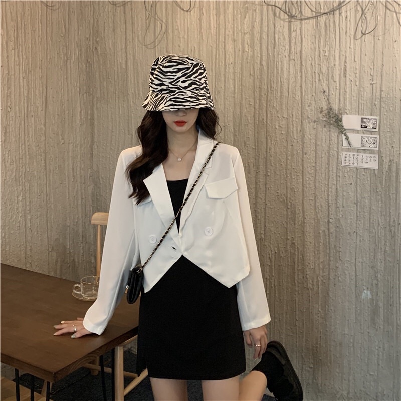 Áo blazer dài tay dáng ngắn áo croptop