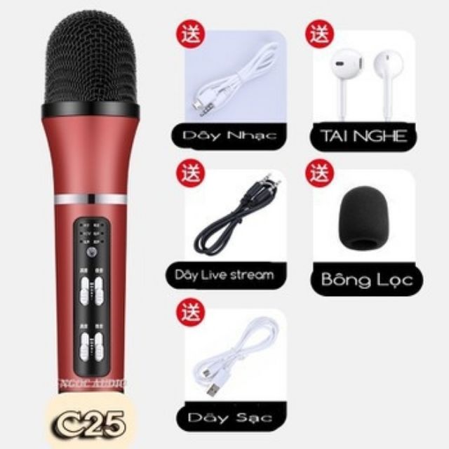 Mic hát livestream c25 bảo hành 6 tháng