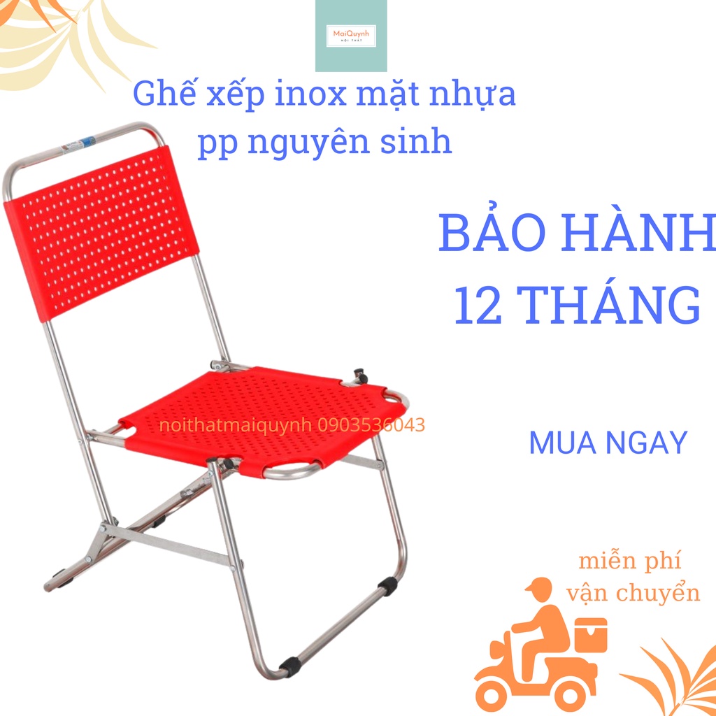 Ghế xếp inox mặt nhựa pp nguyên sinh sao cấp - ghế xếp cafe