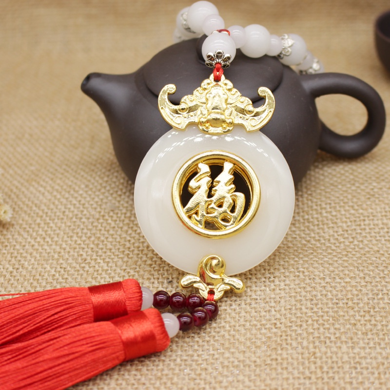 Mặt dây chuyền, ngọc bội, khánh treo xe ô tô hình chữ phúc, Phụ kiện xe hơi giá rẻ