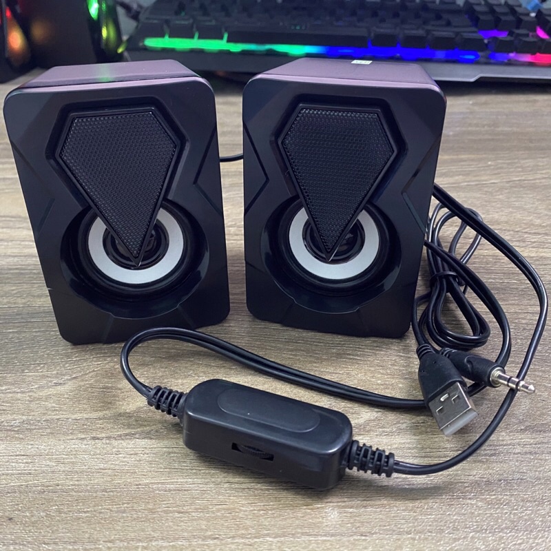 Loa máy tính mini có đèn led dễ thương nhỏ gọn bass căng