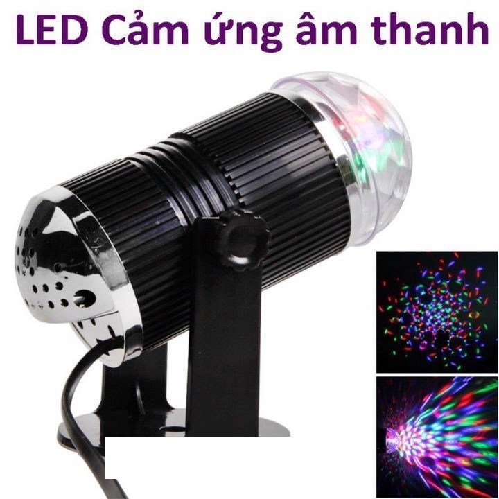 [ Sale ] Đèn Led Hình Ống (hình trụ) Cầu Xoay Pha Lê 7 Màu Cảm Ứng Âm Thanh Xoay 360 Độ - HÀNG CAO CẤP