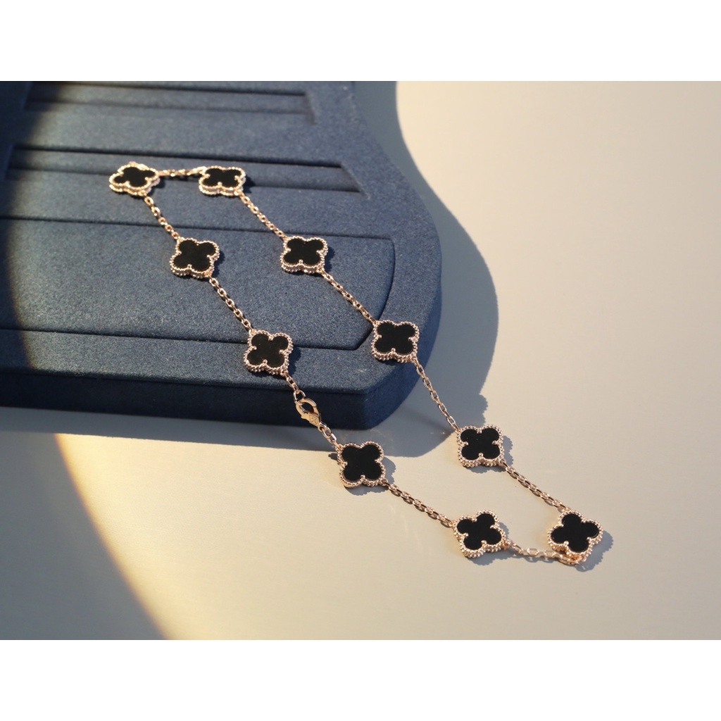 Vòng Cổ Choker Bằng Vàng 18K Họa Tiết Cỏ Bốn Lá Thời Trang Cho Nữ