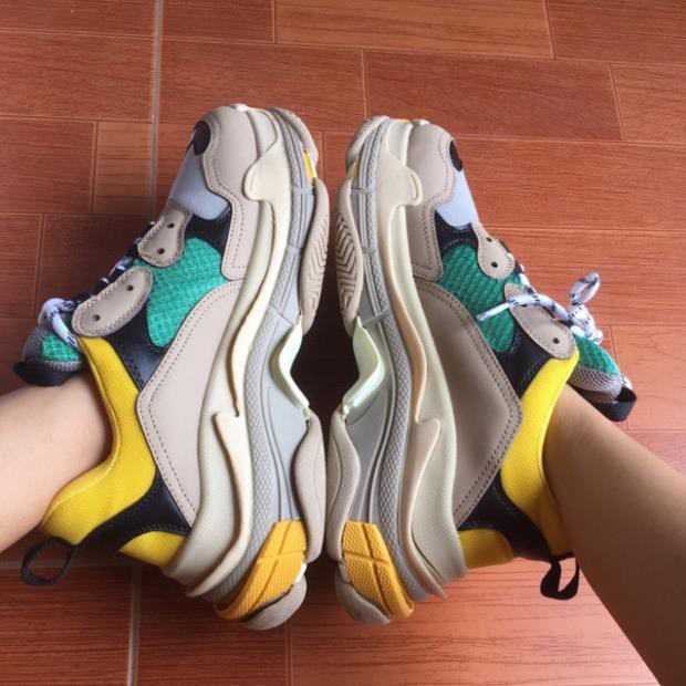 Giày Balenciaga Triple S đế tách phân tầng màu xanh vàng -78h