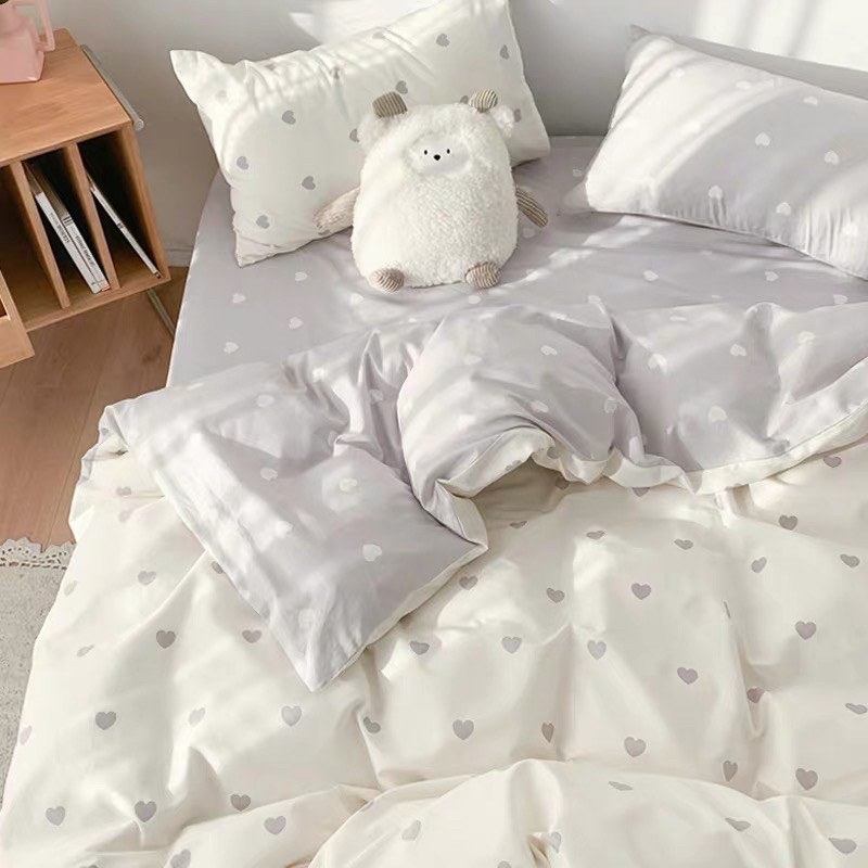 Set Chăn Ga  Cotton Poly Tim Nhí Phối Màu Siêu Xinh (Shinbedding_store)