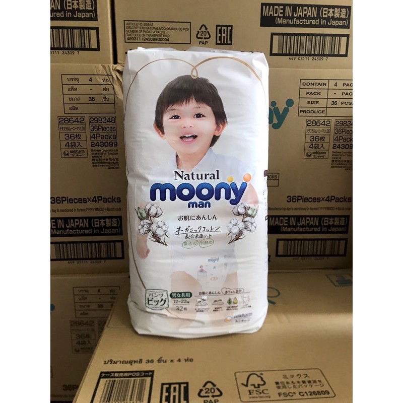 bỉm moony natural dán và quần hàng nội địa nhật nb63,s58,m46,L36,xl32