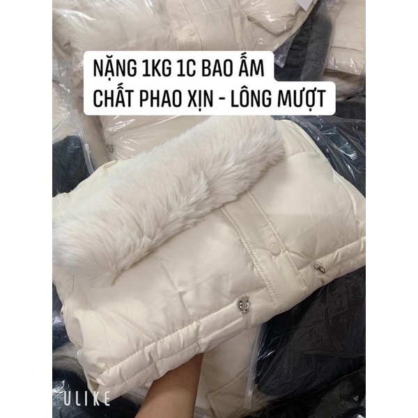 Áo phao nữ thắt eo hàng quảng châu 2 màu Trắng Đen