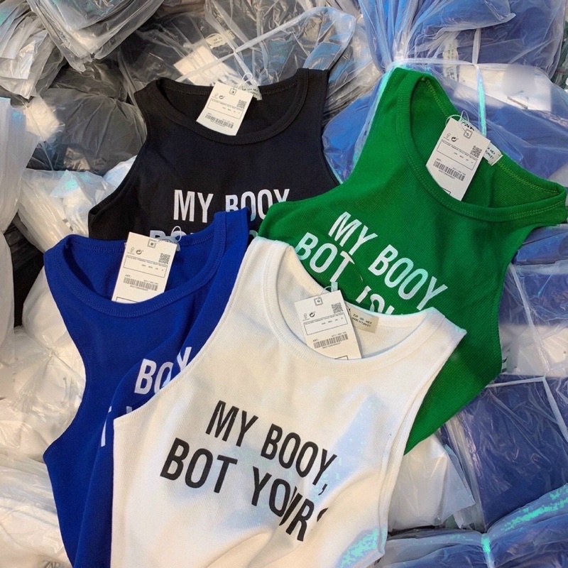 ÁO BA LỖ CHIZISHOP - ÁO BALO IN CHỮ MY BOOY NHIỀU MÀU ÔM DÁNG VẢI CO GIÃN 3L001