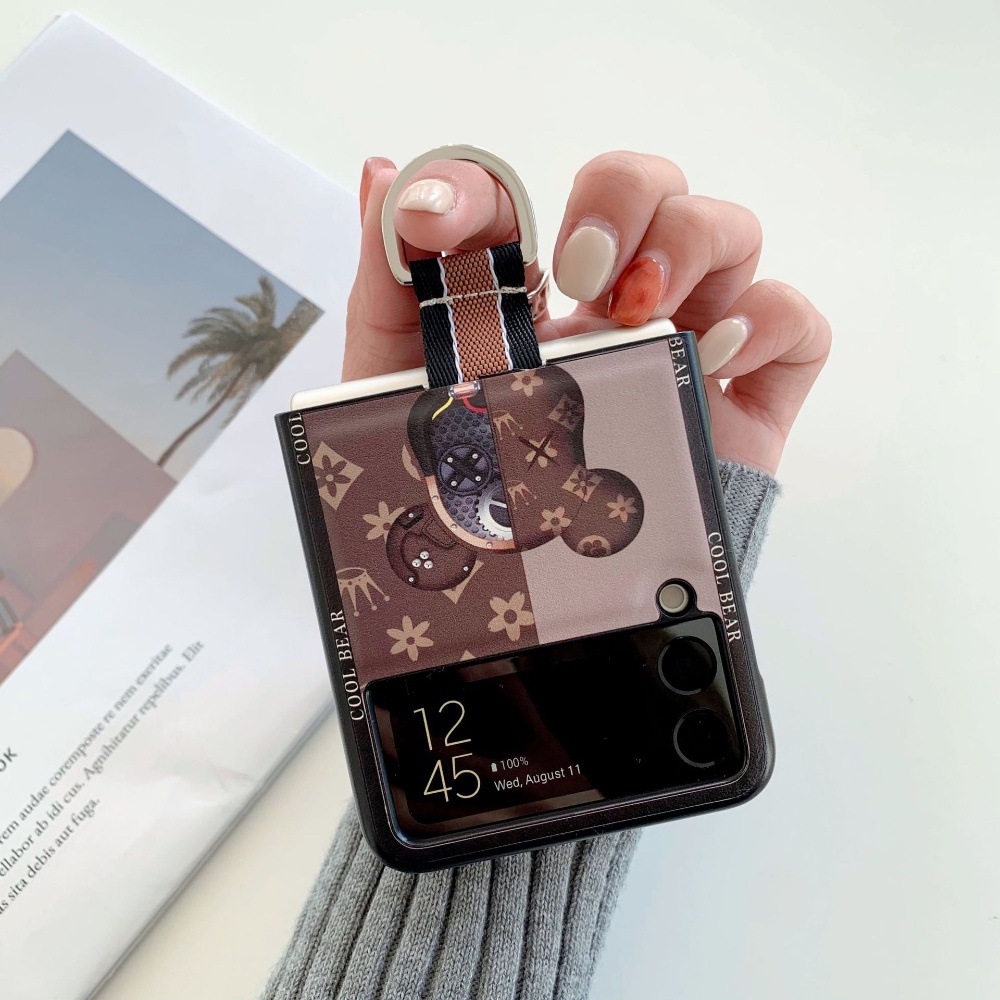 Ốp điện thoại HOCE da họa tiết gấu thời trang cho Samsung Galaxy Z Flip 3 Z Flip 4 Flip3 zflip4 5G Z Flip 3