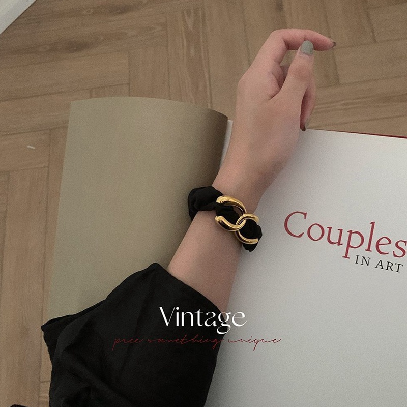 Dây Buộc Tóc Dây Cột Tóc Hàn Quốc Với Mặt Dây Chuyền Trang Trí Kim Loại Phụ Kiện Thời Trang Cho Nữ AB079