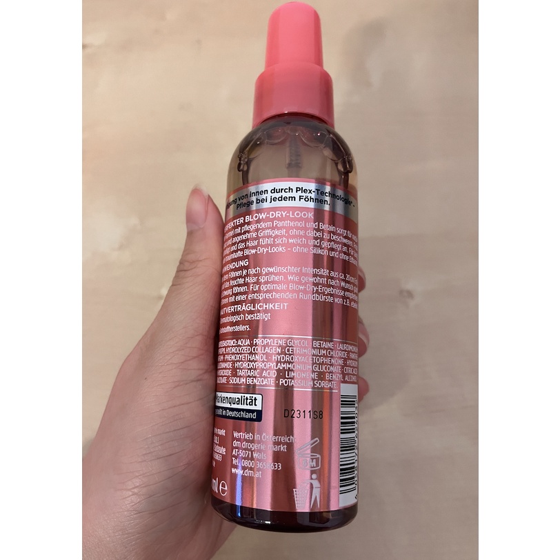 XỊT DƯỠNG GIỮ NẾP TÓC SAU KHI SẤY VÀ CHỐNG NHIỆT – BALEA BLOW DRY SPRAY SCHÖNER FÖHNEN – 150ML – Dành cho tóc uốn