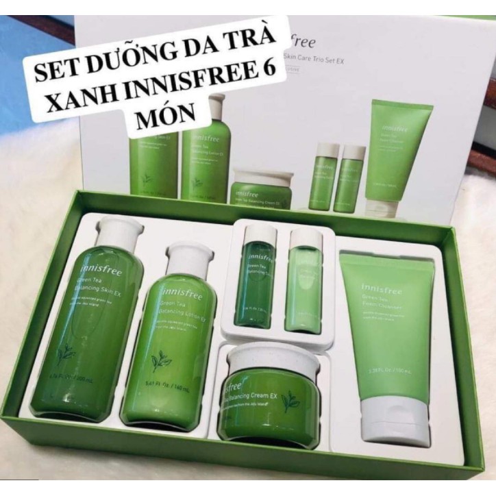 [CHÍNH HÃNG] Set Dưỡng Da Trà Xanh Innisfree Green Tea Balancing Skin Care Trio Set EX 6 in 1