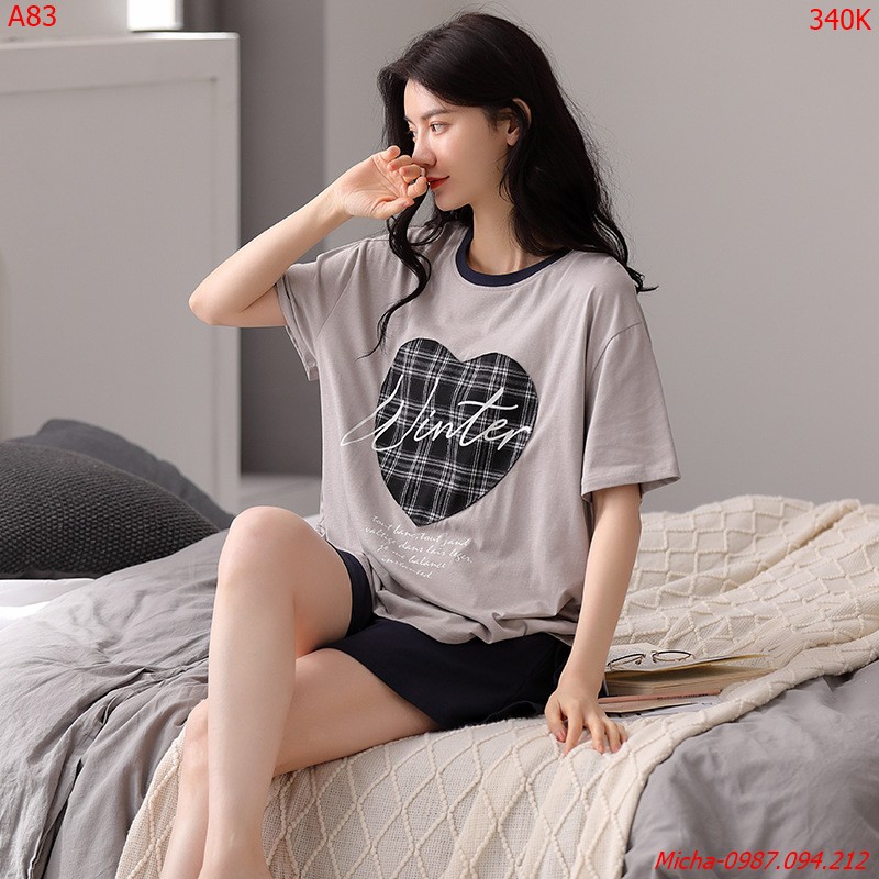 Bộ short màu xám hình trái tim - Micha A83