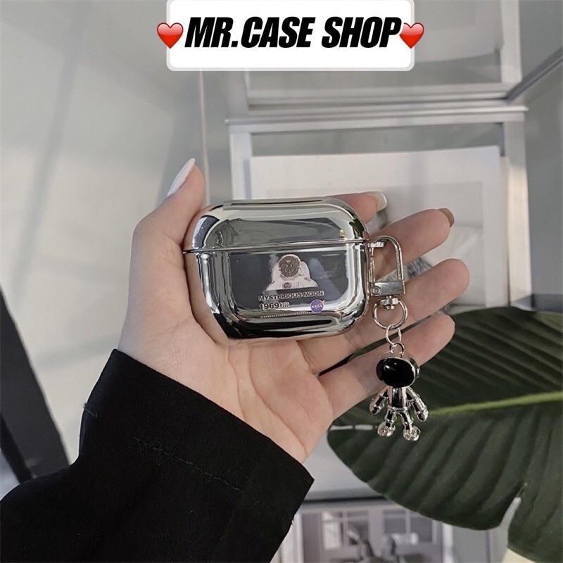 Case Airpods 1/2 /Pro Vỏ Ốp Tai Nghe Hình Phi Hành Gia Tráng Gương Kèm Móc khoá - Mr.Case AirPods