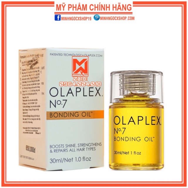 Tinh dầu suôn mượt hàn gắn liên kết tóc OLAPLEX N07 BONDING OIL 30ml chính hãng