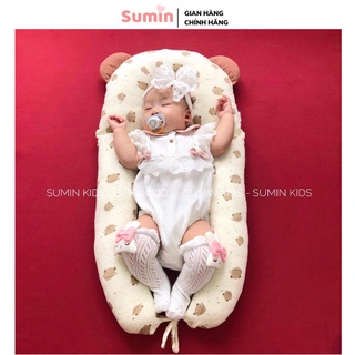 Gối chữ U cho bé, gối đa năng xô Muslin tháo được vỏ SUMIN
