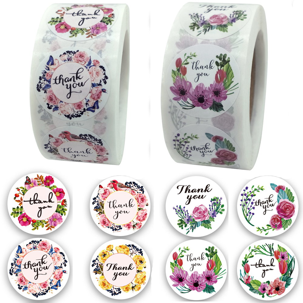 Cuộn 500 Miếng Dán Hình Tròn In Chữ Thank You Dùng Để Gói Quà