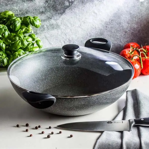 BALLARINI - Chảo Wok nhôm chống dính nắp kính Ferrara - 36cm