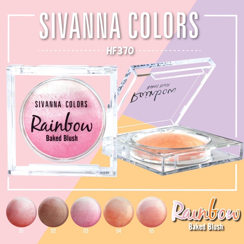 Phấn Má Hồng Bắt Sáng Sivanna Colors Rainbow Baked Blush HF370 Thái Lan