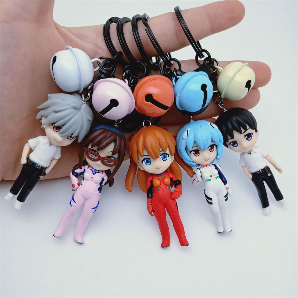 Set 5 móc khóa hình nhân vật phim hoạt hình Evangelion bằng PVC