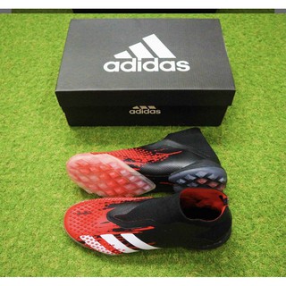 Giày Đá Bóng Sân Cỏ Nhân Tạo Giày Predator 20+ TF đen đỏ không dây Mẫu Mới Nhất 2020