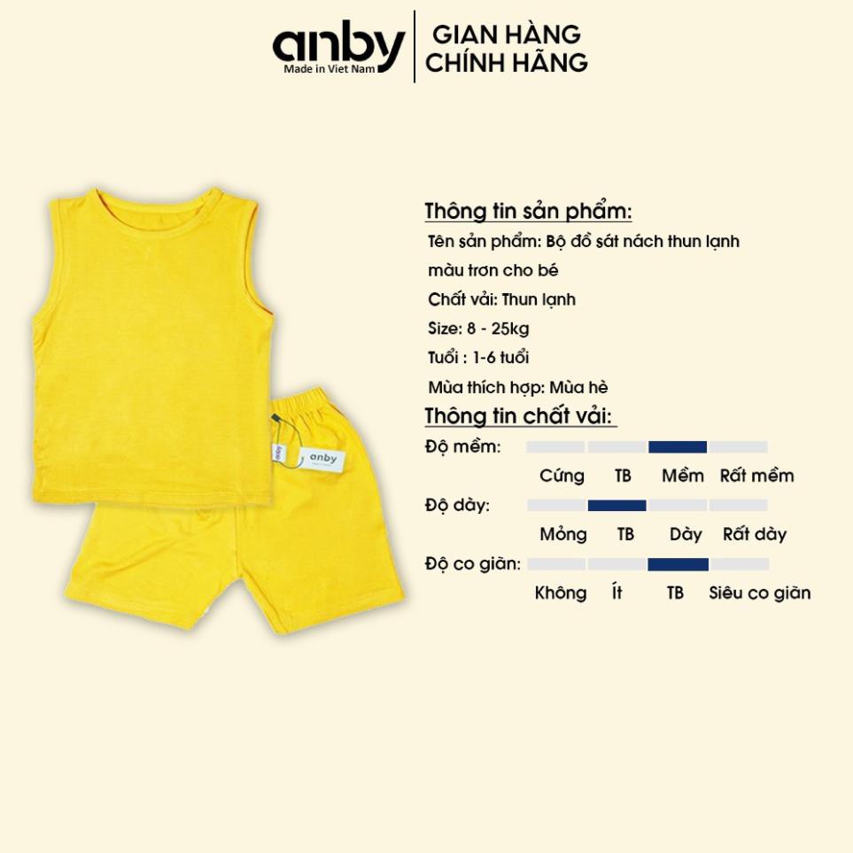 Quần áo trẻ em ANBY bộ đồ sát nách cho bé từ 1 đến 6 tuổi thun lạnh màu trơn set trang phục mùa hè ་