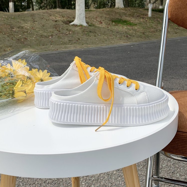 Giày Vải Canvas Đế Dày Phối Dây Chéo Kiểu Hàn Quốc Cá Tính