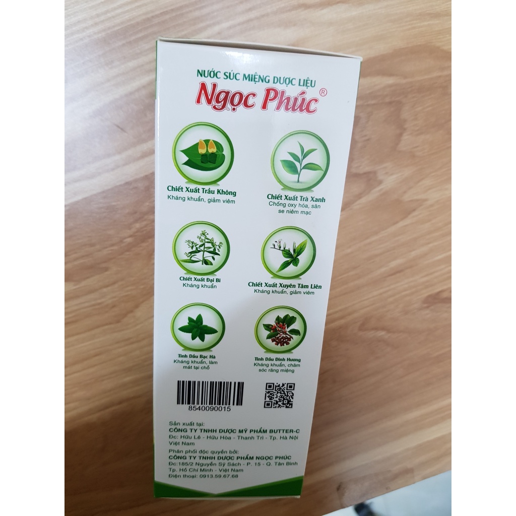 Nước súc miệng thảo dược Ngọc Phúc - súc miệng kháng khuẩn, thơm miệng - 250ml