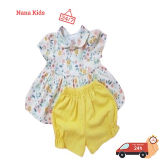 Sét bộ kate bé gái cao cấp hoa nhí thương hiệu MIAKIDS thấm hút mồ hôi tốt, phom xòe dễ thương cho bé từ 1 đến 9 tuổi