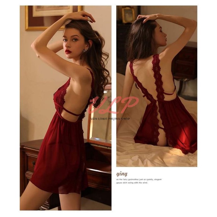 [BIGSIZE_80KG]_DN61_GHI CHÚ SIZE_Váy ngủ sexy xuyên thấu hở mông