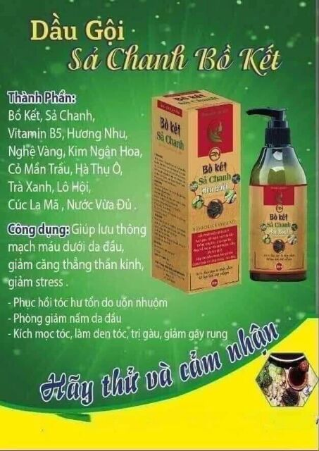 Thảo Dược Gội Đầu Bồ Kết Sả Chanh Hoa Bưởi 300ml