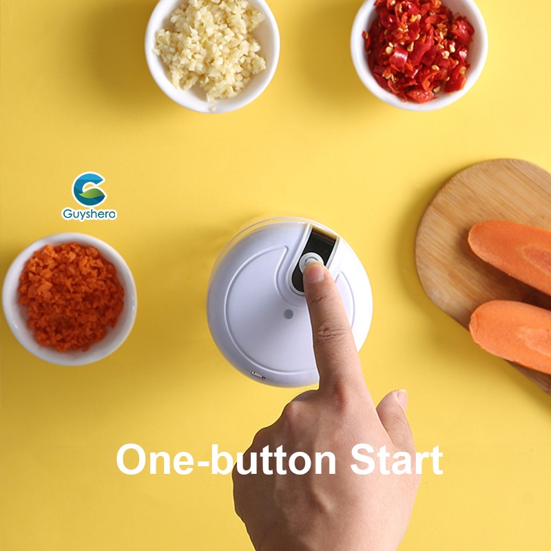 Guyshero Máy xay thực phẩm rau củ quả 3 lưỡi dao bằng thép không gỉ chạy điện sạc được đa năng 250ml