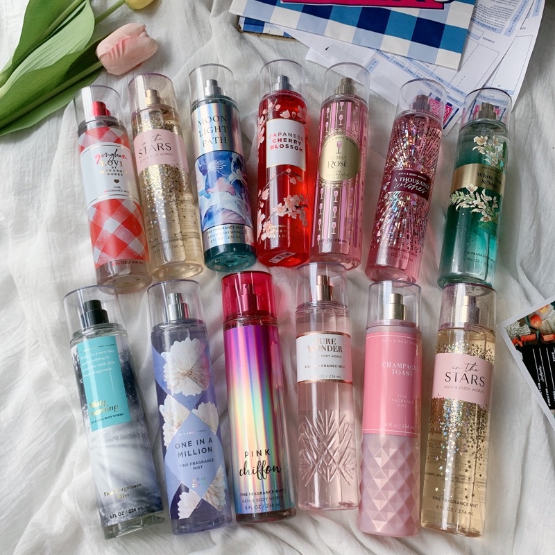 CHÍNH HÃNG Body Mist Bath& Body Works 236ml Bộ Sưu tập nhiều mùi hương nam nữ ngọt ngào, tươi mát