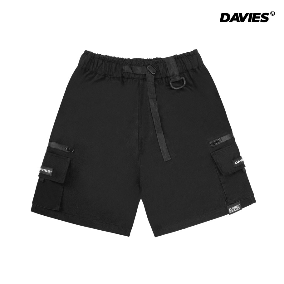 Quần short nam lưng thun local brand Davies kaki màu đen Active