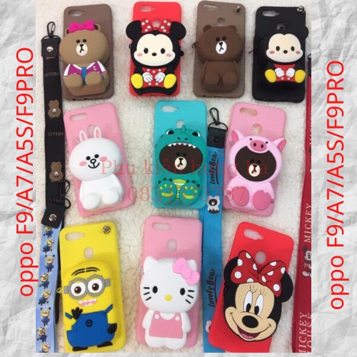 <3 Ốp điện thoại TPU tích hợp ví tiền hình thú đáng yêu cho oppo F9/A5S/A7/F9PRO/F11/F11PRO <3