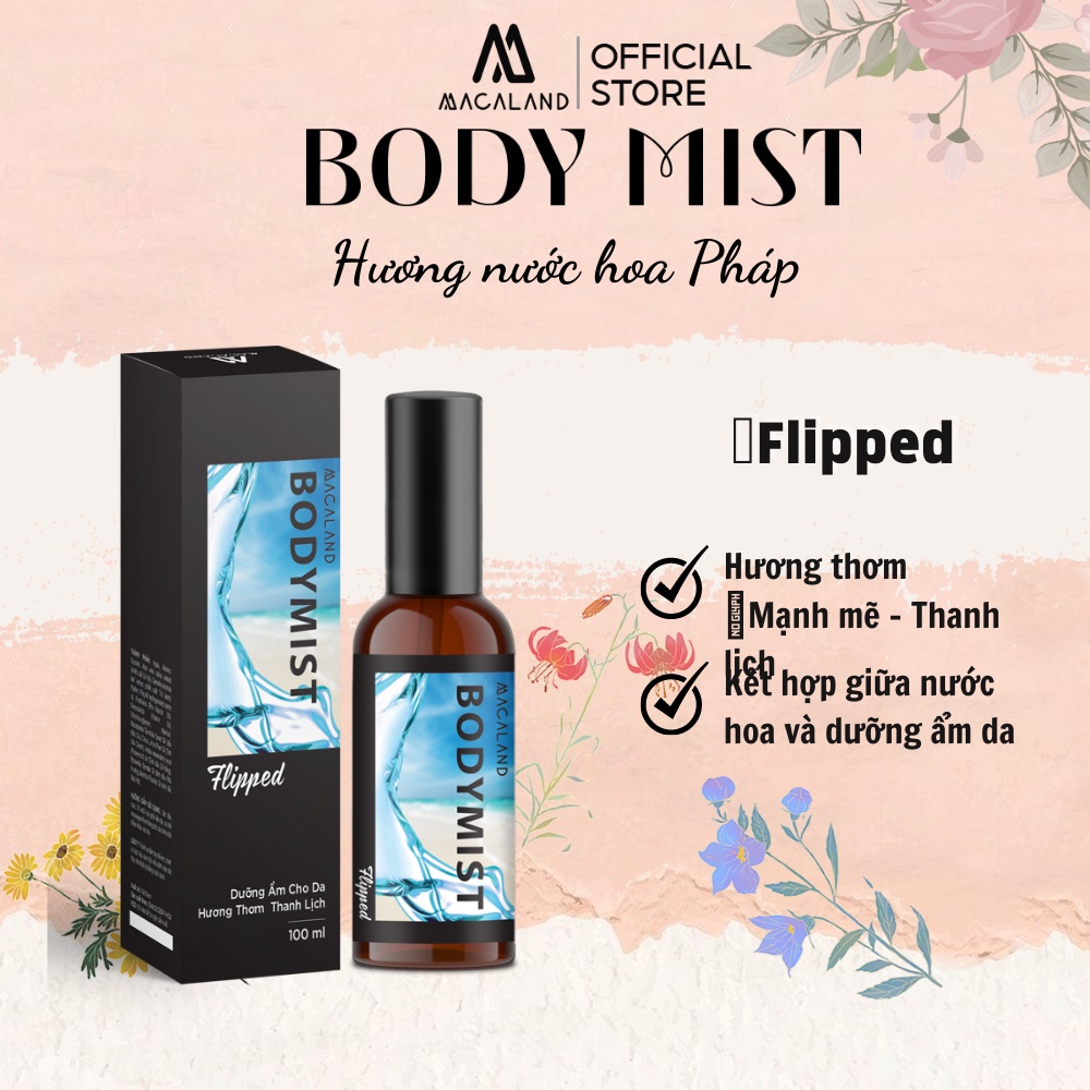 Body Mist xịt thơm body MACALAND hương FLIPPED cho nam dưỡng ẩm cho da, lưu hương lâu