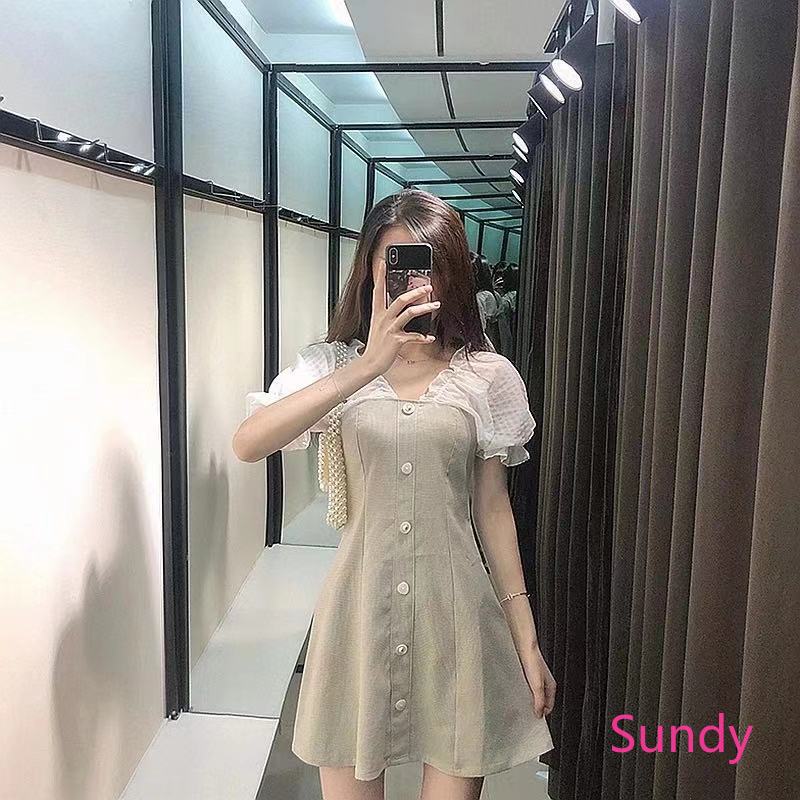 Đầm Ngắn Tay Cổ Chữ V Xinh Xắn Cổ Điển Dành Cho Nữ | BigBuy360 - bigbuy360.vn