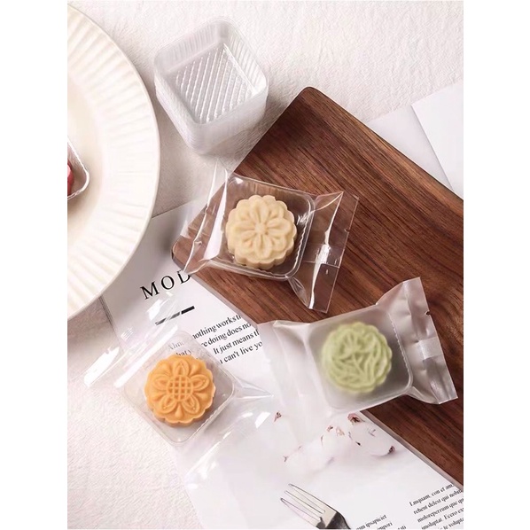 Set 100 khay túi loại trong đựng bánh quy bánh dứa bánh trung thu 20-30gr