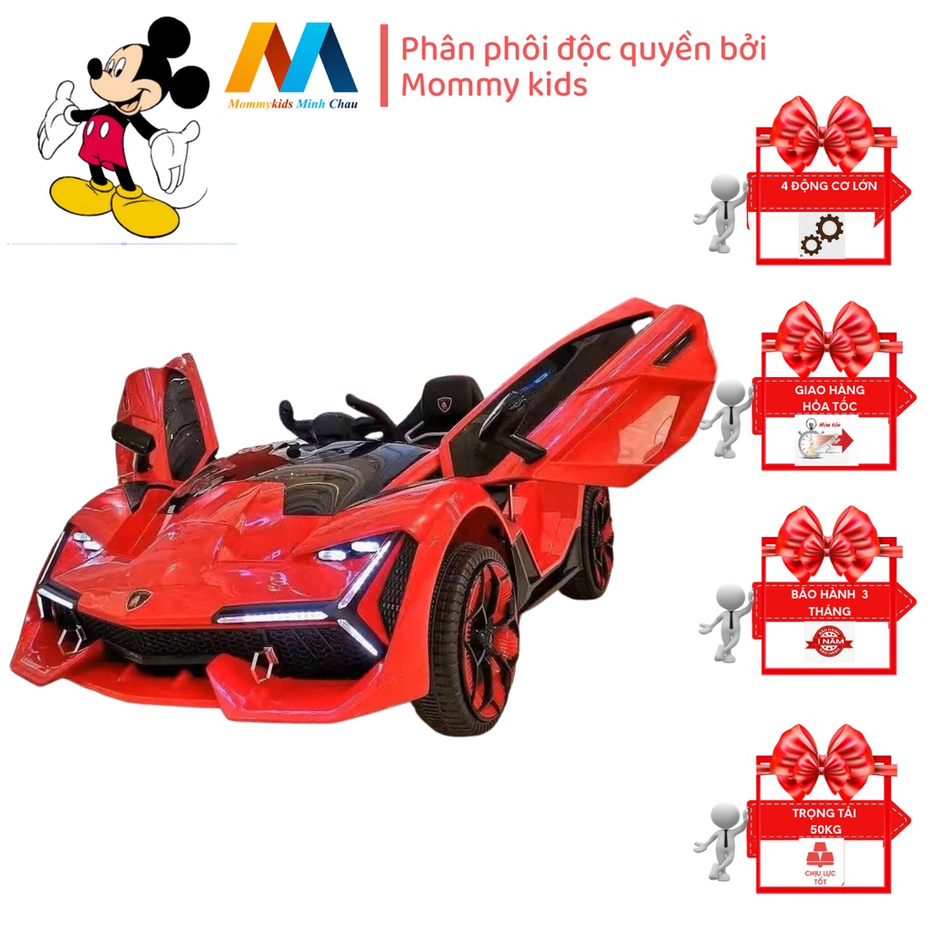 Siêu Xe ô tô điện TRẺ EM MOMMYKIDS MINH CHÂU Lamboghini NEL-603 đèn led sáng rực rỡ cho trẻ từ 1 tuổi trở lên
