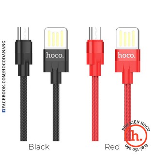 CÁP SẠC NHANH DÂY DÙ MICRO-USB CHO ANDROID SAMSUNG XIAOMI 2.4A HOCO U55 - DÀI 1.2M - MÀU ĐEN/ ĐỎ [PHỤ KIỆN HOCO]