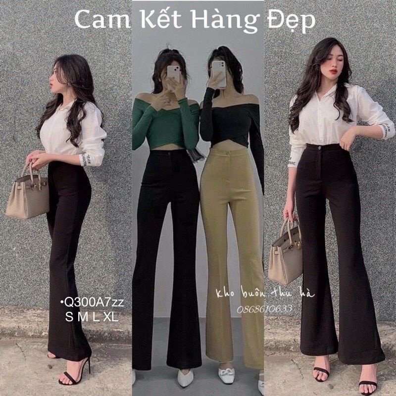 Quần Ống Loe Nữ Quần Tây Thiết Kế Lưng Cao Dáng Loe Pass Dài Thời Trang Công Sở Đi Tiệc Đi Chơi Đi Học