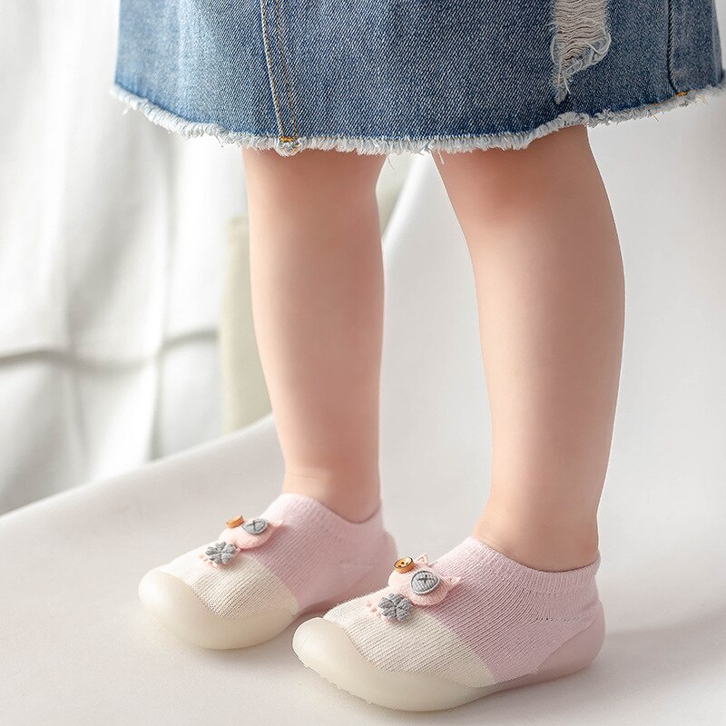 Vớ Cao Su Cotton Mềm Mại Co Giãn Chống Trượt In Hình Động Vật Hoạt Hình Thời Trang Thu Đông Cho Trẻ Sơ Sinh