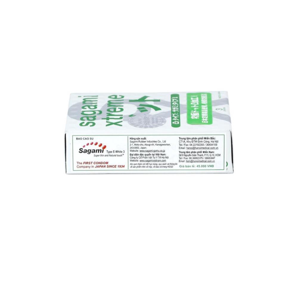 Bao cao su Gân Gai SAGAMI XTREME WHITE - CHÍNH HÃNG NHẬT BẢN (HỘP 3 CHIẾC)