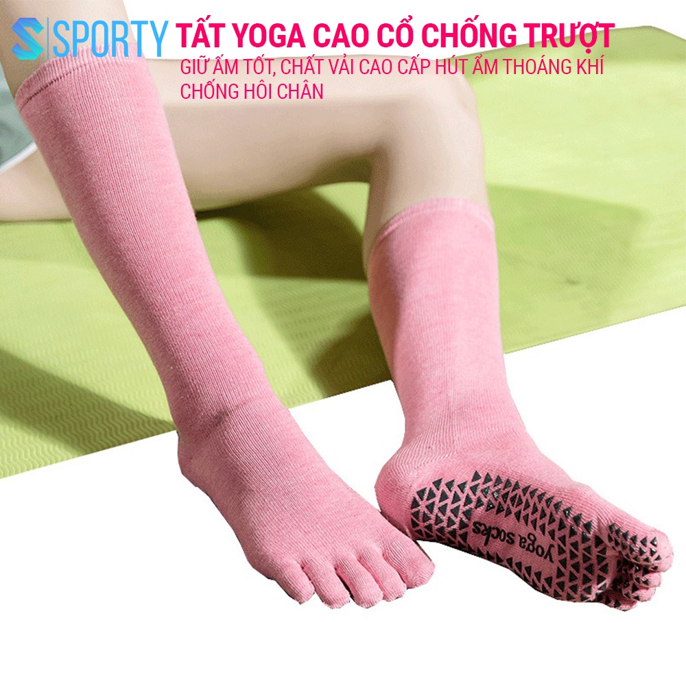 Tất chân Yoga cao cổ SPORTY YGS2 chống trượt cao cấp tập thể dục chống trượt êm ái, tránh hôi chân, đảm bảo an toàn