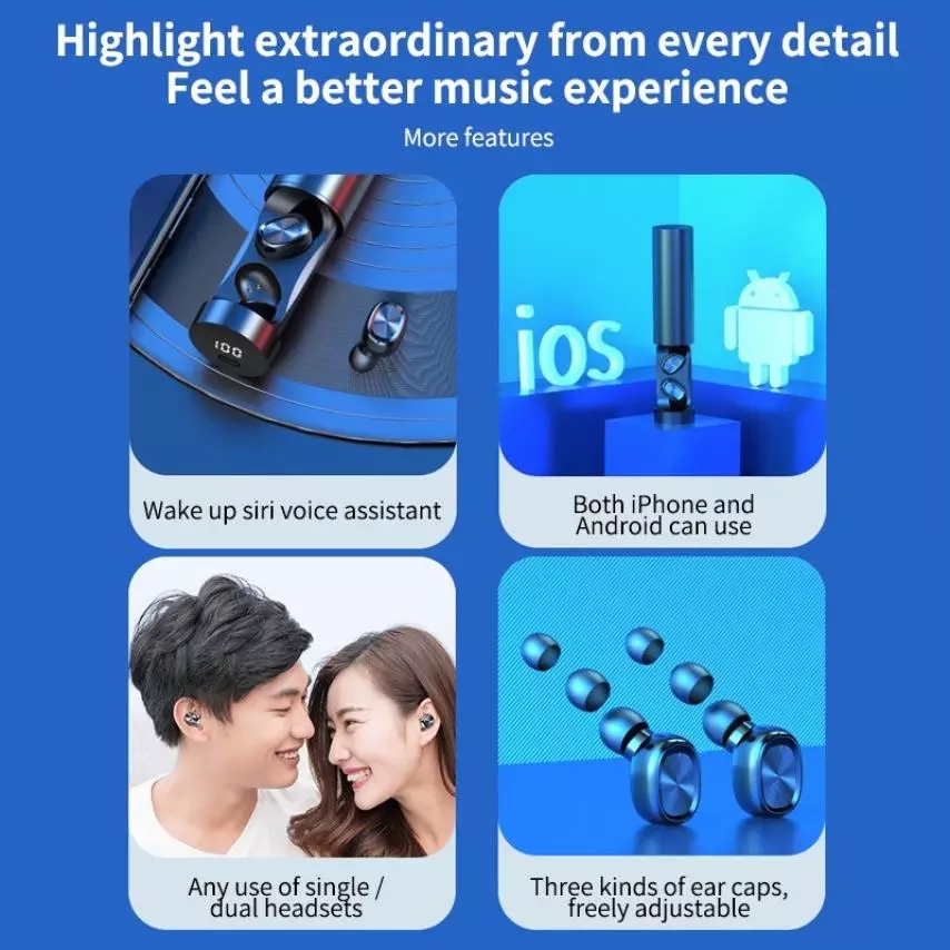 Tai Nghe Nhét Tai B9 Tws Kết Nối Bluetooth V5.0 Âm Thanh Hifi 8d Hifi Chống Ồn Cho Ios Android