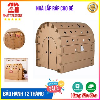 Đồ Chơi Mô Hình Lắp Ghép Nhà Giấy Carton Cho Bé Cửa 5 Lớp Chắc Chắn - Hỗ Trợ Phát Triển Tư Duy Sáng Tạo - Tặng Đèn Nháy