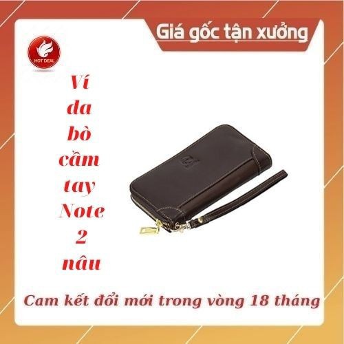 Ví da bò cầm tay Note 2 nâu cao cấp