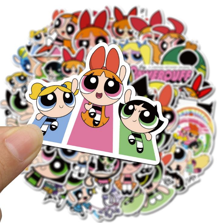 Sticker THE POWERPUFF GIRLS nhựa PVC không thấm nước, dán nón bảo hiểm, laptop, điện thoại, Vali, xe, Cực COOL #124