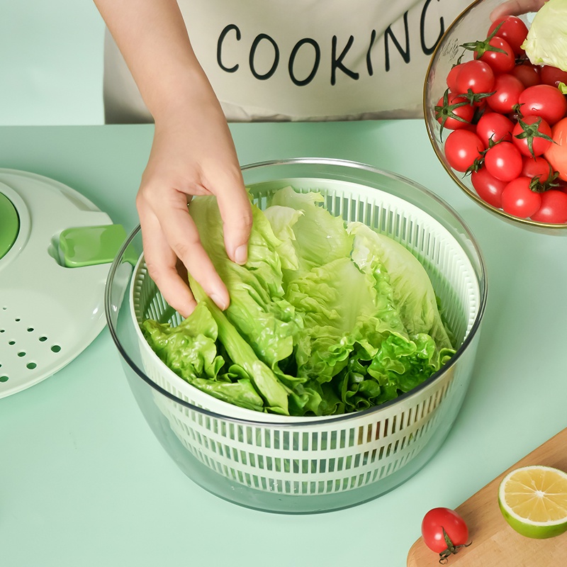 Rổ Xoay Rửa Rau Củ Quả Bằng Nhựa Xoay Đa Năng