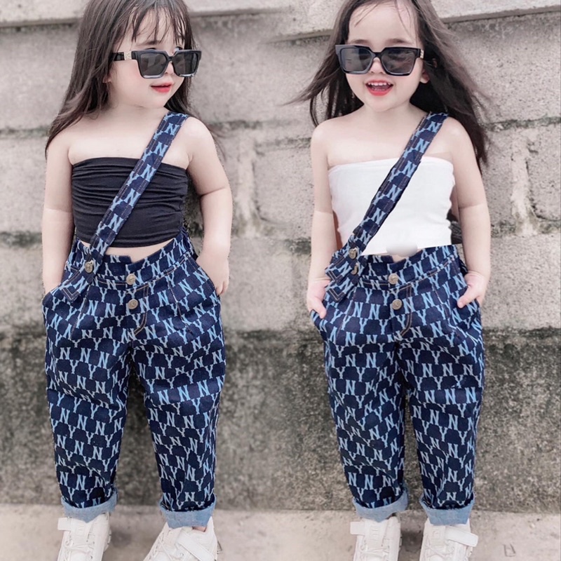Set áo quây quần bò dệt NY cho bé gái